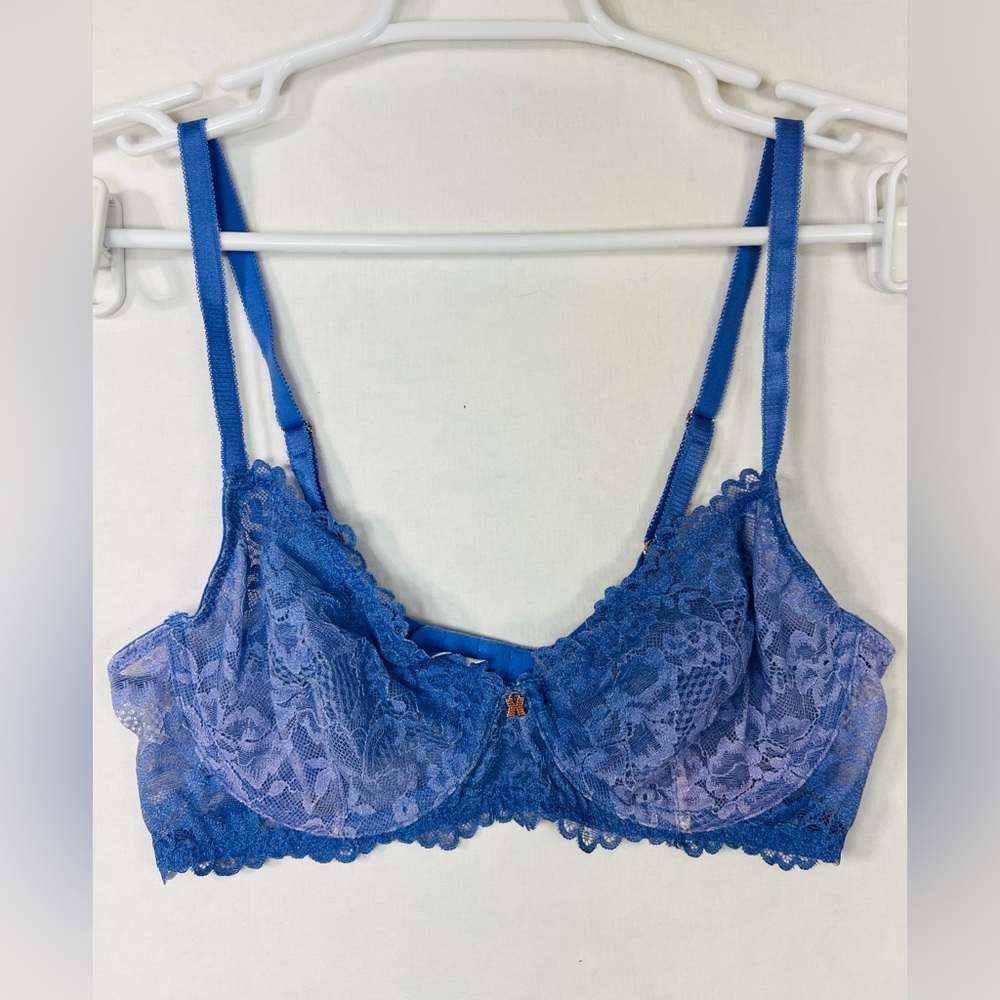 Savage X Fenty Purple Blue Floral Lace Unlined Bra